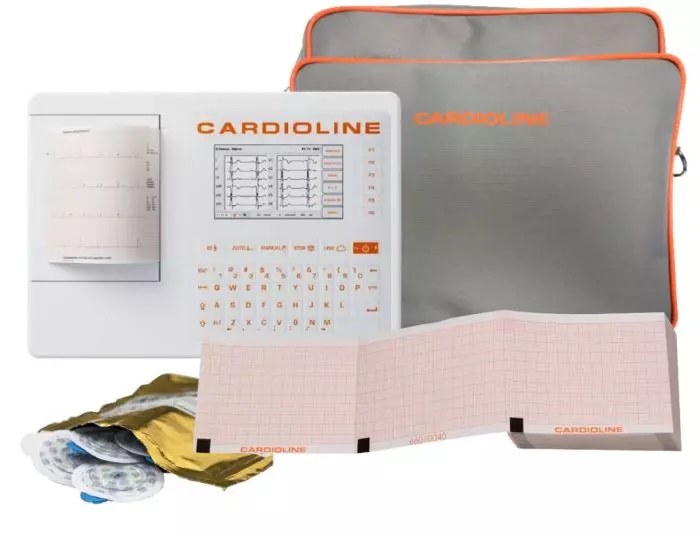 Cardioline 100S ECG pack (6 derivazioni) con interpretazione + borsa + carta + elettrodi