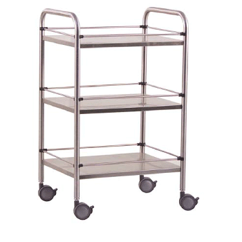Gueridon, inox, 60 x 40 x 80 cm, 3 vassoi con gallerie estraibile - Holtex