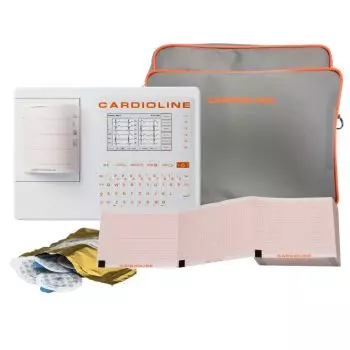 Cardioline 100S ECG pack (6 derivazioni) con interpretazione + borsa + carta + elettrodi
