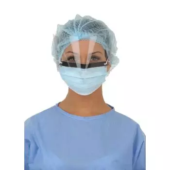 Maschere di protezione con visiera blu, tipo IIR, modello per adulti (confezione da 25)