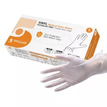 Guanti da esplorazione regolari in vinile non sterili e senza polvere (scatola da 100)