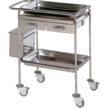 Gueridon Hidemar, inox, 2 vassoi, 2 cassetti, 1 pattumiera