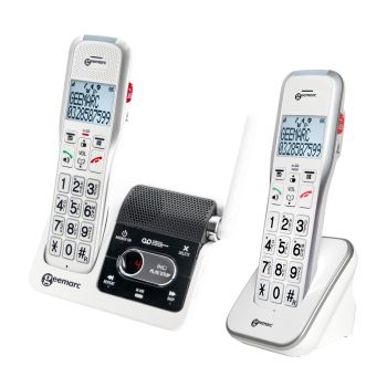 Telefono amplificato digitale cordless con funzione citofono  + una cornetta cordless aggiuntiva AMPLIDECT 595-2 U.L.E Duo Geemarc