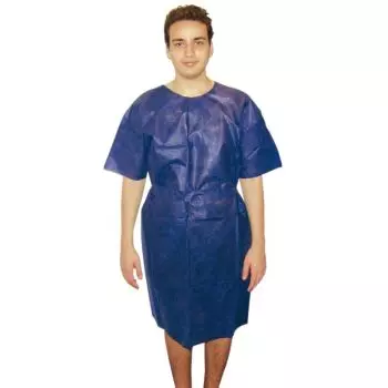 Camice per pazienti blu opaco in polipropilene Profil Shirt LCH confezione da 10 camici