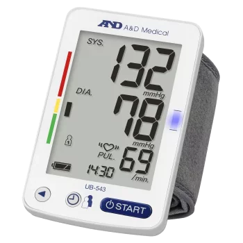 Misuratore elettronico di pressione da polso A&amp;D UB-543 - con indicatore di posizione e ampio display