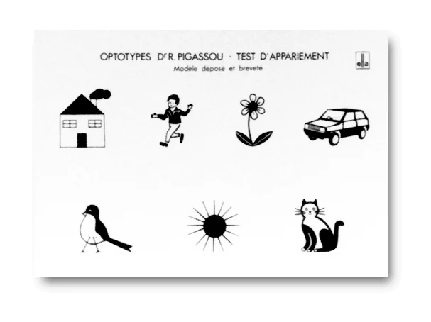 Test di corrispondenza per la scala optometrica Pigassou Ella Legros