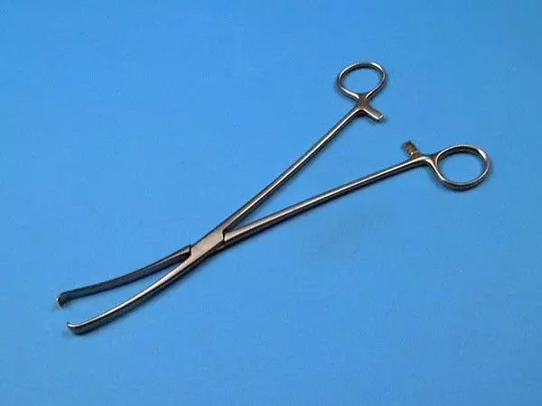 Pinza Teale, ginecologica, curva, 23 cm - Holtex 