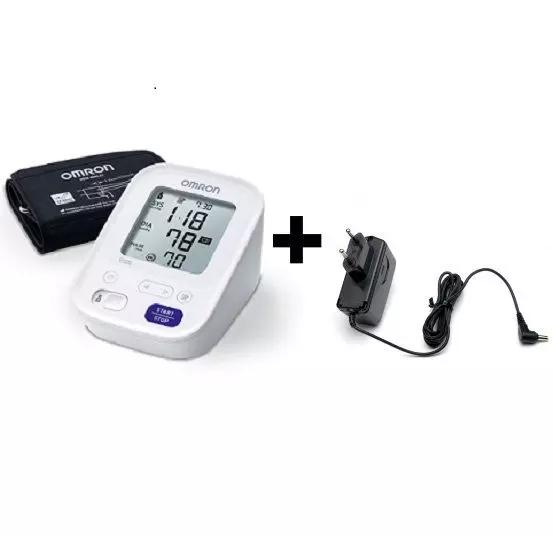 Confezione di misuratore elettronico di pressione Omron M3 con adattatore di rete