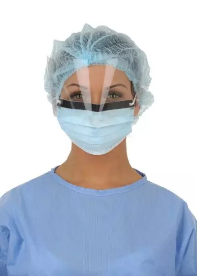 Maschere di protezione con visiera blu, tipo IIR, modello per adulti (confezione da 25)