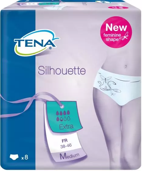 Mutandina assorbente Tena Silhouette Protective Underwear Discreet Extra Medium Pack di 8