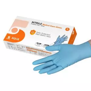 Guanti da esplorazione in nitrile Aqua, senza polvere, non sterili (scatola da 100)