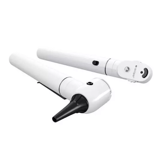 Set oto-oftalmoscopio LED + Fibra Ottica Riester E-Scope F.O. LED 3.75 V Bianco