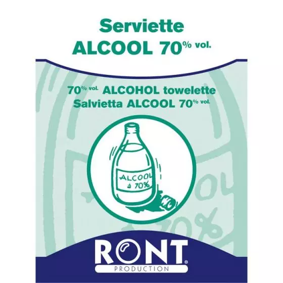 Salviettine con alcol isopropilico 70° Ront 23060 - Scatola da 100 unità