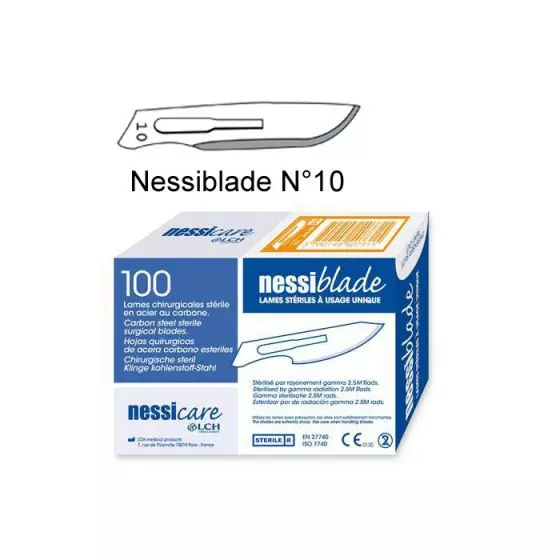 Lame di bisturi sterile monouso LCH Nessiblade N°10 scatola di 100