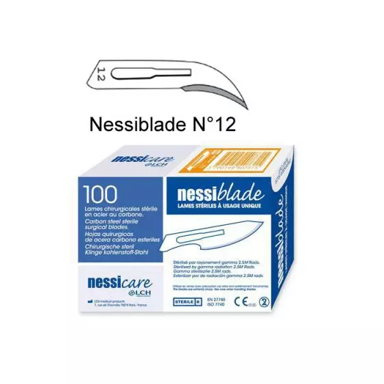 Lame di bisturi sterile monouso LCH Nessiblade N°12 scatola di 100