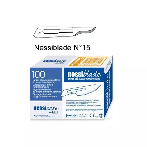Lame di bisturi sterile monouso LCH Nessiblade N°15 scatola di 100