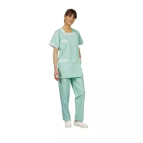 Tunique médicale femme Tilly vert parement rayé vert Mulliez