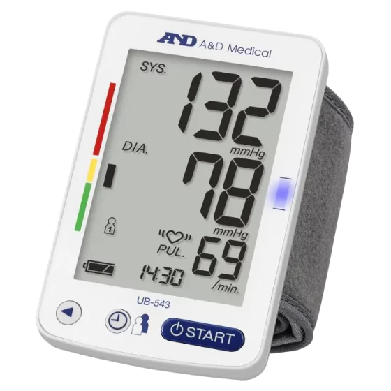 Misuratore elettronico di pressione da polso A&D UB-543 - con indicatore di posizione e ampio display