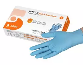 Guanti da esplorazione in nitrile Aqua, senza polvere, non sterili (scatola da 100)