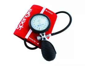 Sfigmomanometro aneroide ambidestro Spengler Lian® in metallo con bracciale velcro in cotone rosso Adulto M
